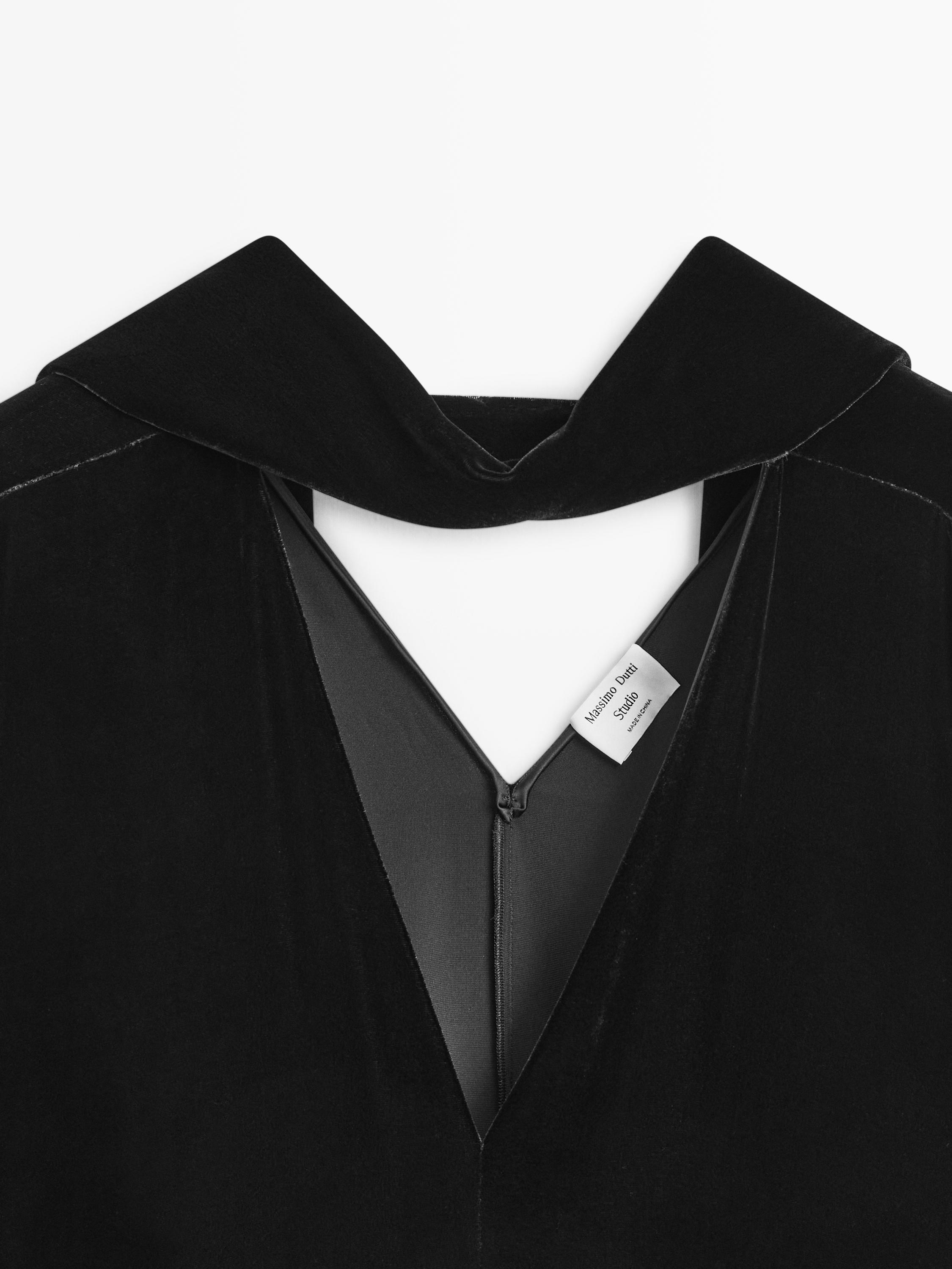 Long velvet dress with tied neck - STUDIO